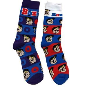Bazooka Gum Candy Novelty 2 Pair Adult Men Crew Size 6-12 NWOT Kidcore